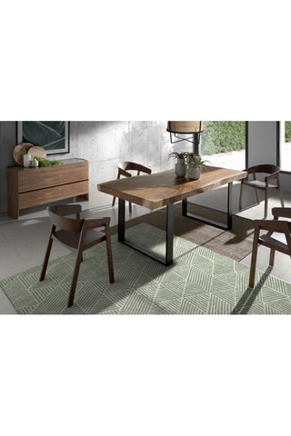 Comò 3 cassetti in legno placcato noce e vetro - 150 x 83 x 57 cm