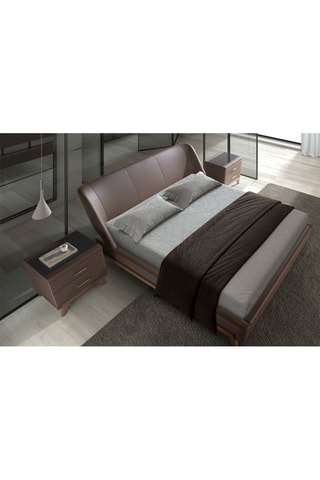 Letto in pino massiccio e legno placcato noce - Area materasso 180 x 200 cm