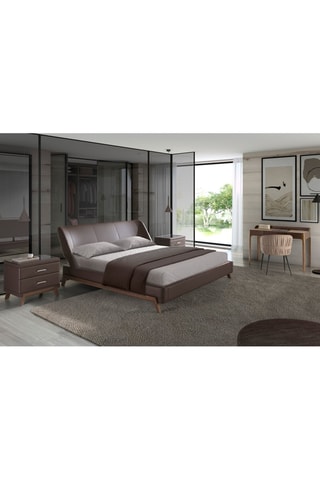 Letto in pino massiccio e legno placcato noce - Area materasso 180 x 200 cm