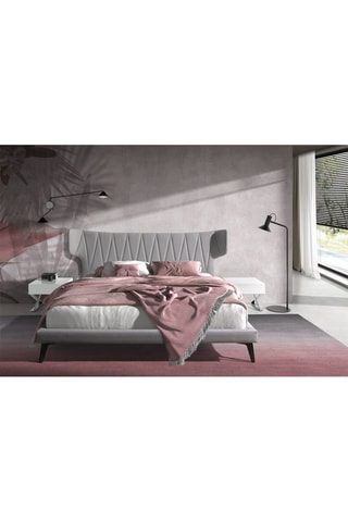 Letto - Struttura in legno - Grigio - 180 x 200 cm