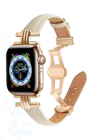 Cinturino in pelle con cinghia pieghevole per Apple Watch 38/40/41 mm - Crema