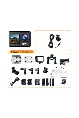 Fotocamera sportiva Eko - Modello Delta - 5 K - Wi-Fi - Doppio schermo