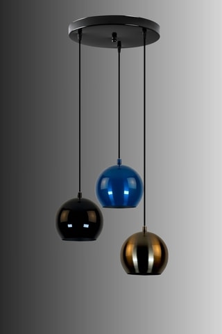 Lampadario - Dorato e cobalto - 3 x 40 W