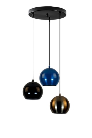 Lampadario - Dorato e cobalto - 3 x 40 W