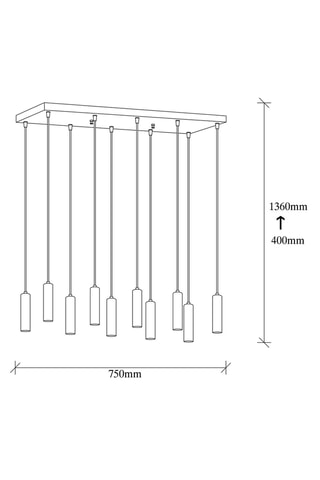 Lampadario Tempo - Nero e dorato - 10 x 40 W