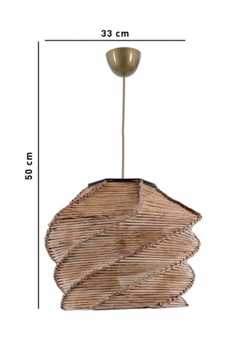 Lampadario in legno e bambù Ruche - Neutro e dorato - 45-60 W