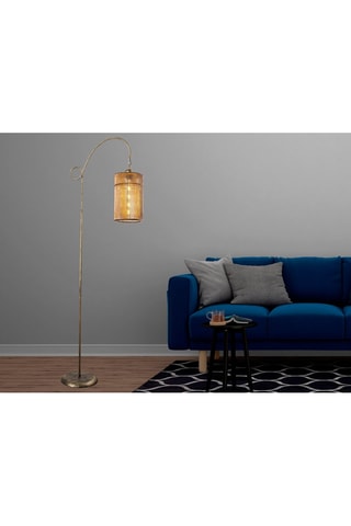 Lampada da terra in bambù Cylinder Floor - Dorato - 60 W