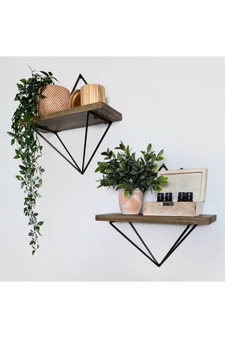 2 mensole da parete in abete rosso - 30 x 14 x 30 cm