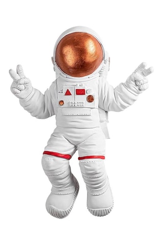 Decorazione da parete Peace Sign Astronaut 3 - Bianco e marrone - 35 x 47 x 10 cm