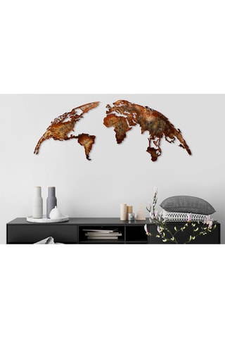 Decoração de parede World Map - 150 x 59 cm - Acobreado