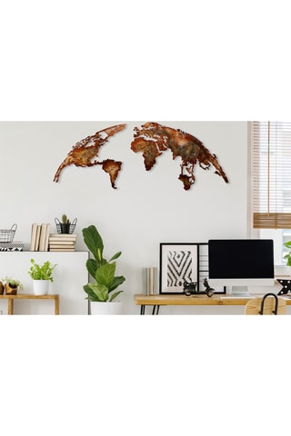 Decoração de parede World Map - 150 x 59 cm - Acobreado