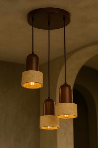 Lampadario - Marrone ed ecrù - 3 x 40 W