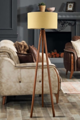 Lampada da terra treppiede - Beige e marrone - 40 W