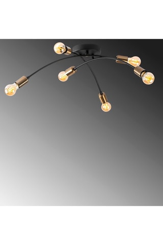 Candeeiro de teto Banana - Preto e dourado - 6 x 40 W