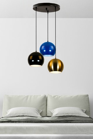 Lampadario - Dorato e cobalto - 3 x 40 W