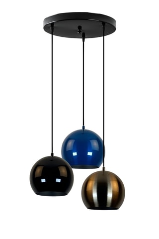 Lampadario - Dorato e cobalto - 3 x 40 W