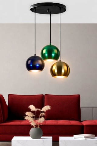 Lampadario - Dorato e verde chiaro - 3 x 40 W