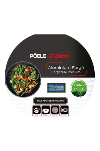 Koekenpan van Gesmeed Aluminium met Marmeren Bekleding Silver - 24 cm