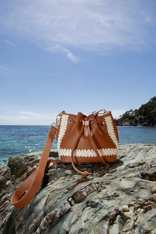 Bolso saco de piel Isalys - Coñac