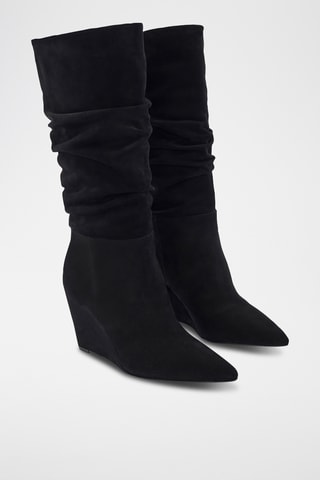 Botas de piel caprina de cuña Kamilia - Negro