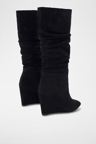 Botas de piel caprina de cuña Kamilia - Negro