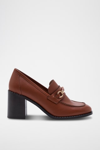 Mocasines de piel de tacón Eleanor - Marrón