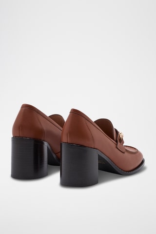 Mocasines de piel de tacón Eleanor - Marrón