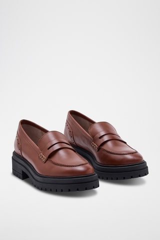 Mocasines de piel con plataforma Masha - Marrón