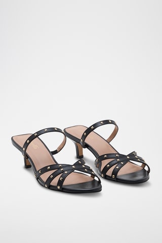 Sandalias de piel bovina de tacón Anna - Negro