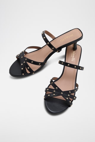 Sandalias de piel bovina de tacón Anna - Negro
