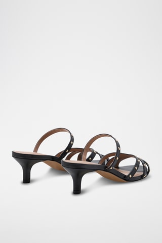 Sandalias de piel bovina de tacón Anna - Negro