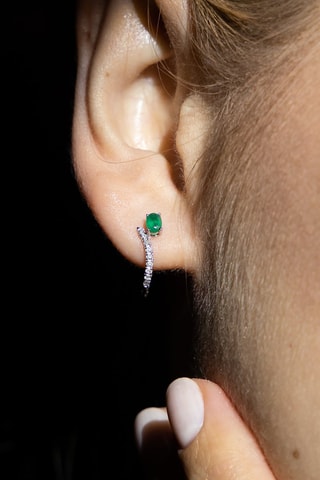 Boucles d'oreilles Belle émeraude - Or blanc, diamants et émeraudes