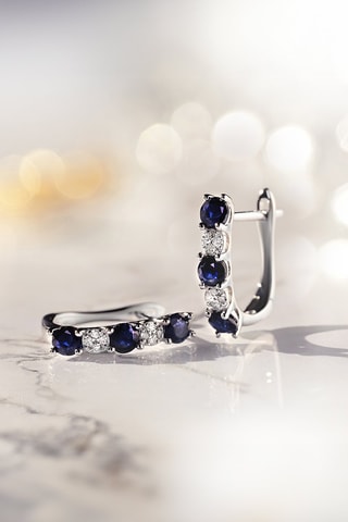 Boucles d'oreilles Port Royal - Or blanc, diamants et saphirs