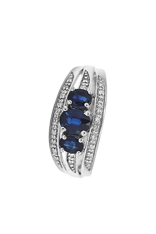 Bague Indus - Witgoud, Saffieren en Diamanten