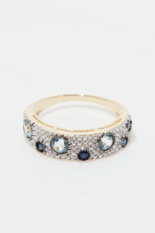 Bague Majunga - Geelgoud, Diamanten, Saffieren en Topazen