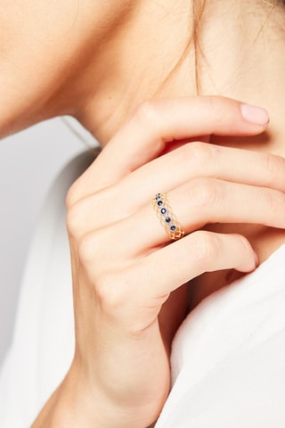 Bague Pianosa - Geelgoud en Saffieren