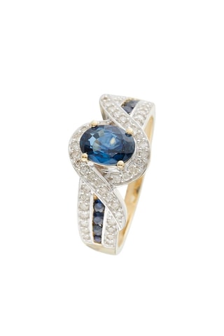 Bague Romblon - Geelgoud, Diamanten en Saffieren