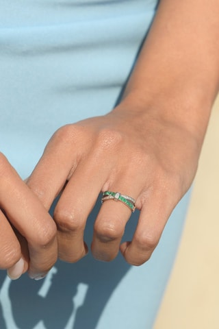 Bague Starky - Witgoud, Diamanten en Smaragden