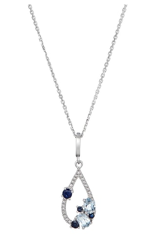 Pendentif Saphir Elixir - Or blanc, diamants, topazes et saphirs