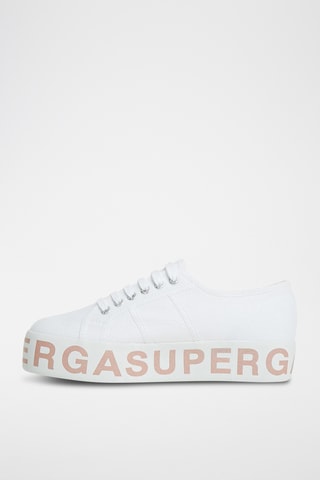 Zapatillas con plataforma 2790-COTW GLITTERLETTERIN - Blanco y rosa