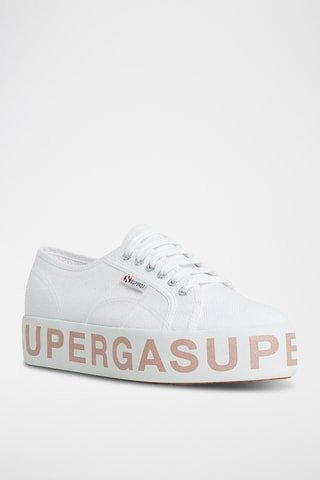 Zapatillas con plataforma 2790-COTW GLITTERLETTERIN - Blanco y rosa