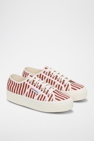 Zapatillas con plataforma 2740 STRIPES PRINT - Rojo