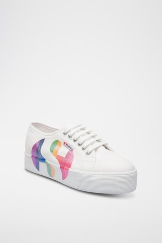 Zapatillas con plataforma 2790-COTWPRINTEDLOGOGLITT - Blanco
