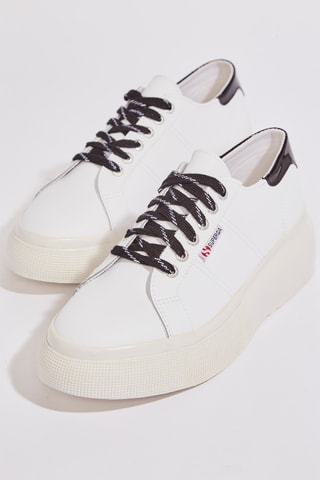 Zapatillas de piel con plataforma - Blanco