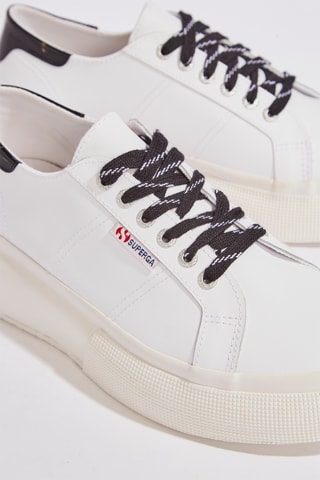 Zapatillas de piel con plataforma - Blanco