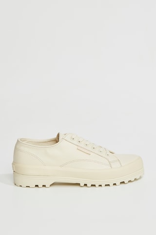Zapatillas de piel con plataforma - Beige