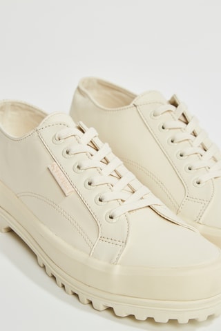 Zapatillas de piel con plataforma - Beige