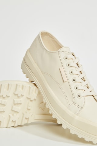 Zapatillas de piel con plataforma - Beige