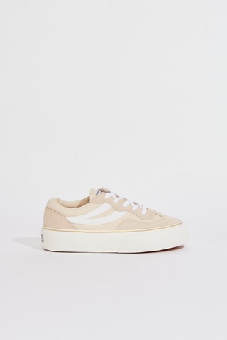 Zapatillas de piel con plataforma - Beige