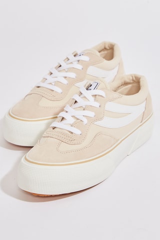 Zapatillas de piel con plataforma - Beige